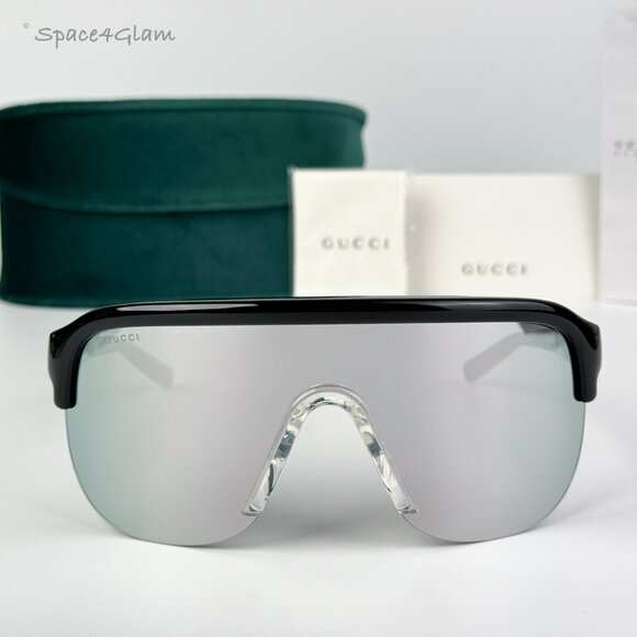 BRAND NEW Gucci GG1645S  003 Black Grey Silver Mirrored Unisex Mask Sunglasses - Picture 6 of 10
